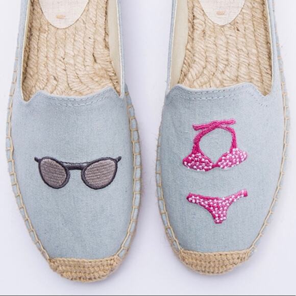 Soludos Eco-friendly Tencel Chambray Sunglasses & Bikini Espadrille Slide Ons 7 - Picture 9 of 9